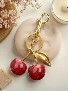 Cute Cherry Design Keychain, Fashionable Metal Keychain for Women & Men, Trendy All-match Keychain for Birthday Gift, Stylish Keychain, Keychain Pendant