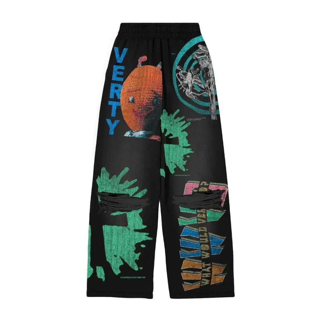 Men's Original Vertabrae VERT Black Montage Sweatpants, Menswear Casual Bottoms