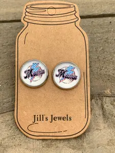 Mama Blue Lightning Bolt Stud Earrings