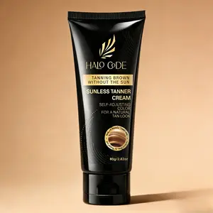 Halo Code Sunless Tanner Cream For Face & Body - Non-Sticky, Streak-Free, Paraben & Phthalate Free, Lightweight, Cruelty-Free, Vegan Sunless Tanner For All Skin Types viral caramel self tan easy gradual tanning lotion redhead lazy transfer-resistant