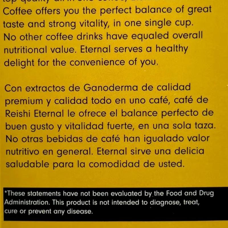 Eternal Spirit Gourmet Ganoderma Reishi 4-in-1 Coffee Latte - 15 Sachets Bean Beverage Made with Ganoderma Health Benefits US Made