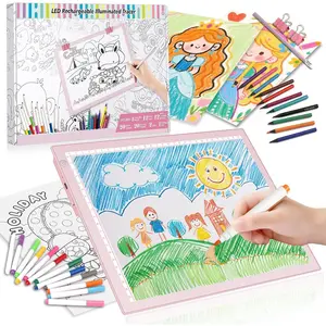 LED Drawing Tablet Kits  - 15" Light Board for  Painting Accessories,  Birthday, Holiday Gifts  for  Girls 3,4,5,6,7,8,9,10,11,12 Year Old,  to School Art Travel Essentials