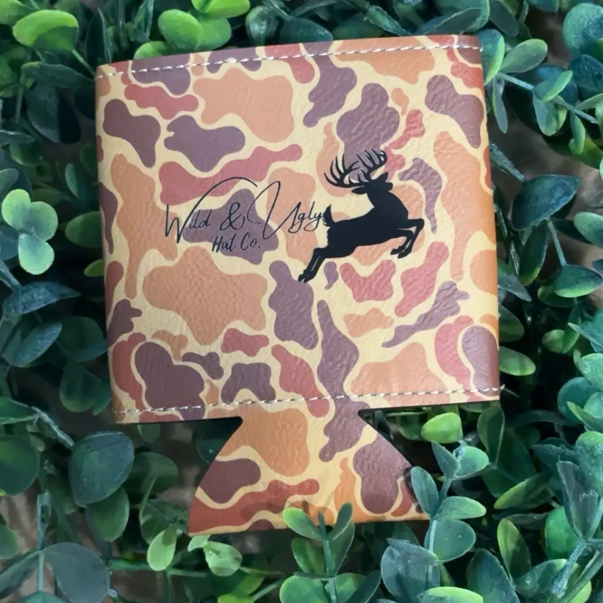 Orange Camo Deer Koozie with Wild and Ugly Logo