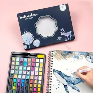 Watercolor Paint Set with Pearlescent Shades, 24/36/48/88 Colors Watercolor Paint Set with Brush & Portable Case, Ideal Gift for Creatives