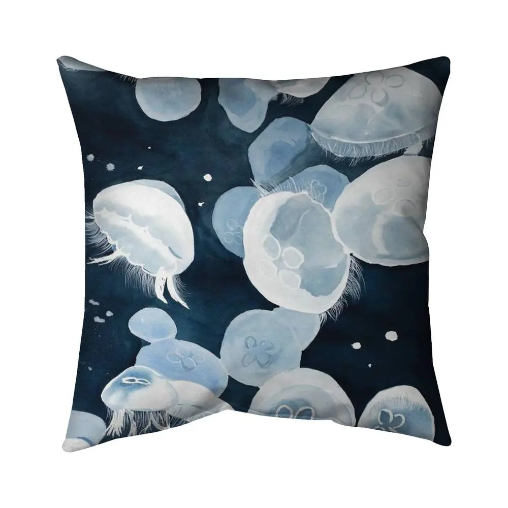 Begin Home Decor 5541-1616-AN406 16 x 16 in. Jellyfish Marine Pillow - Bedroom Decor - Ocean Animal Theme