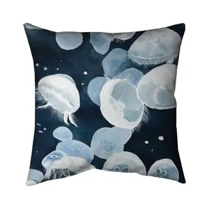 Begin Home Decor 5541-1616-AN406 16 x 16 in. Jellyfish Marine Pillow - Bedroom Decor - Ocean Animal Theme