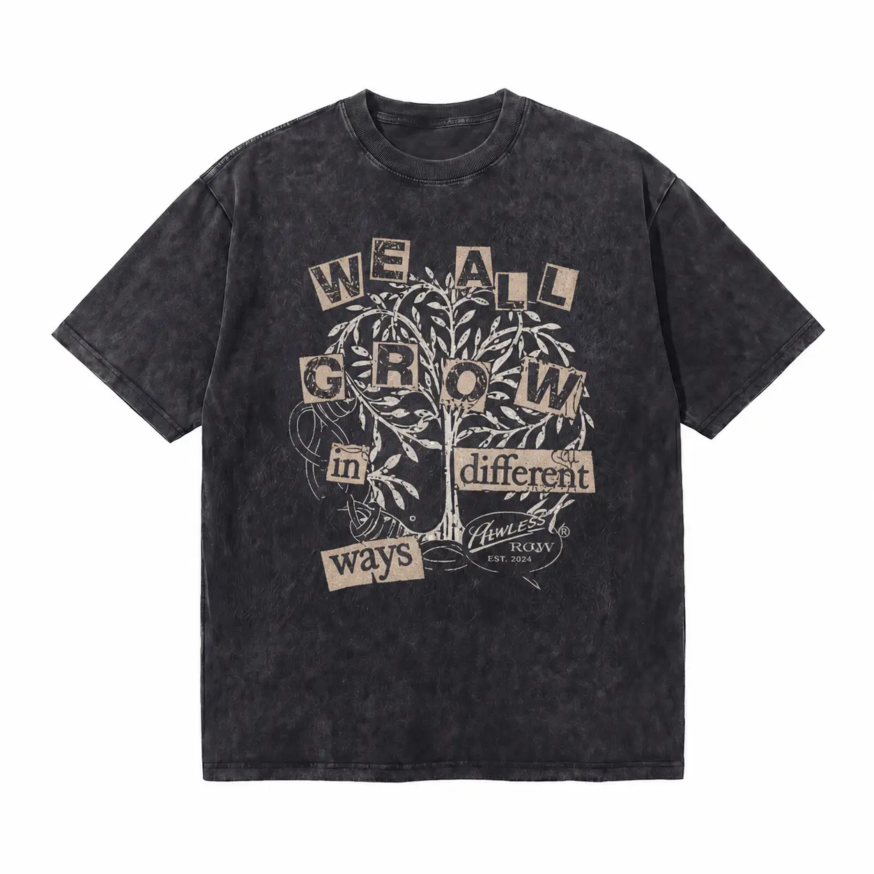 LAWLESSROW We All Grow In Different Ways Tree Vintage Acid Wash Tee
