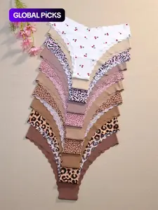 Women's Leopard Print Triangle Briefs, Seamless Comfortable Breathable Underwear, Bohemian Style, All Seasons, Fitted Casual, Breathable Seamless Panties, Leopard Print Panty