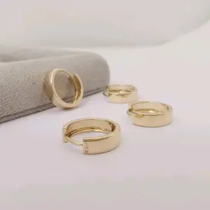 14K Real Gold Huggie Hoops Earrings - Fashion Accessory