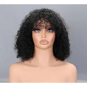 Hand-Tied Lace Closure Glueless Wig  African Small Curly Human Hair Natural Looking