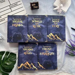 Luxury ACOTAR Rebound Set, A Court of Thorns and Roses Full Hardcover, Sarah J. Maas Series, Starfall Nebula Hardcover Collection, Velaris Mountain Gold Foil Art