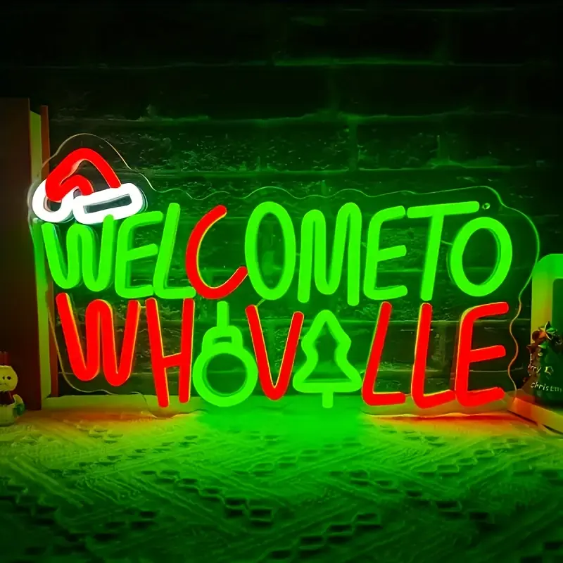 Christmas Element Welcome Everyone Neon Decor Lighting - Ideal for Bedrooms, Bar Parties, Holiday Gifts