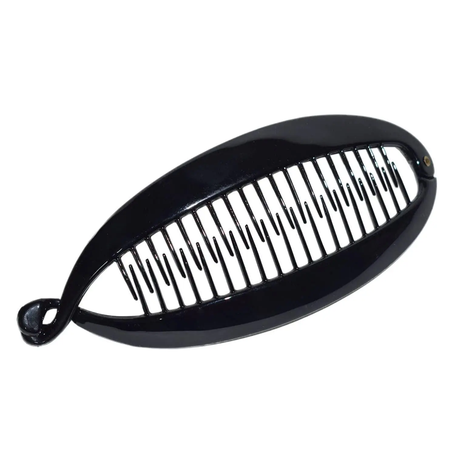 Parcelona French Large Black Cellulose Acetate Ponytail Banana Hair Clip