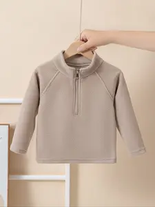 Boys' Casual Fitted Fabric Jacket, Zip Up Jackets, Thick Kint Material for Fall & Winter Seasons, Stylish Design for Young Boys