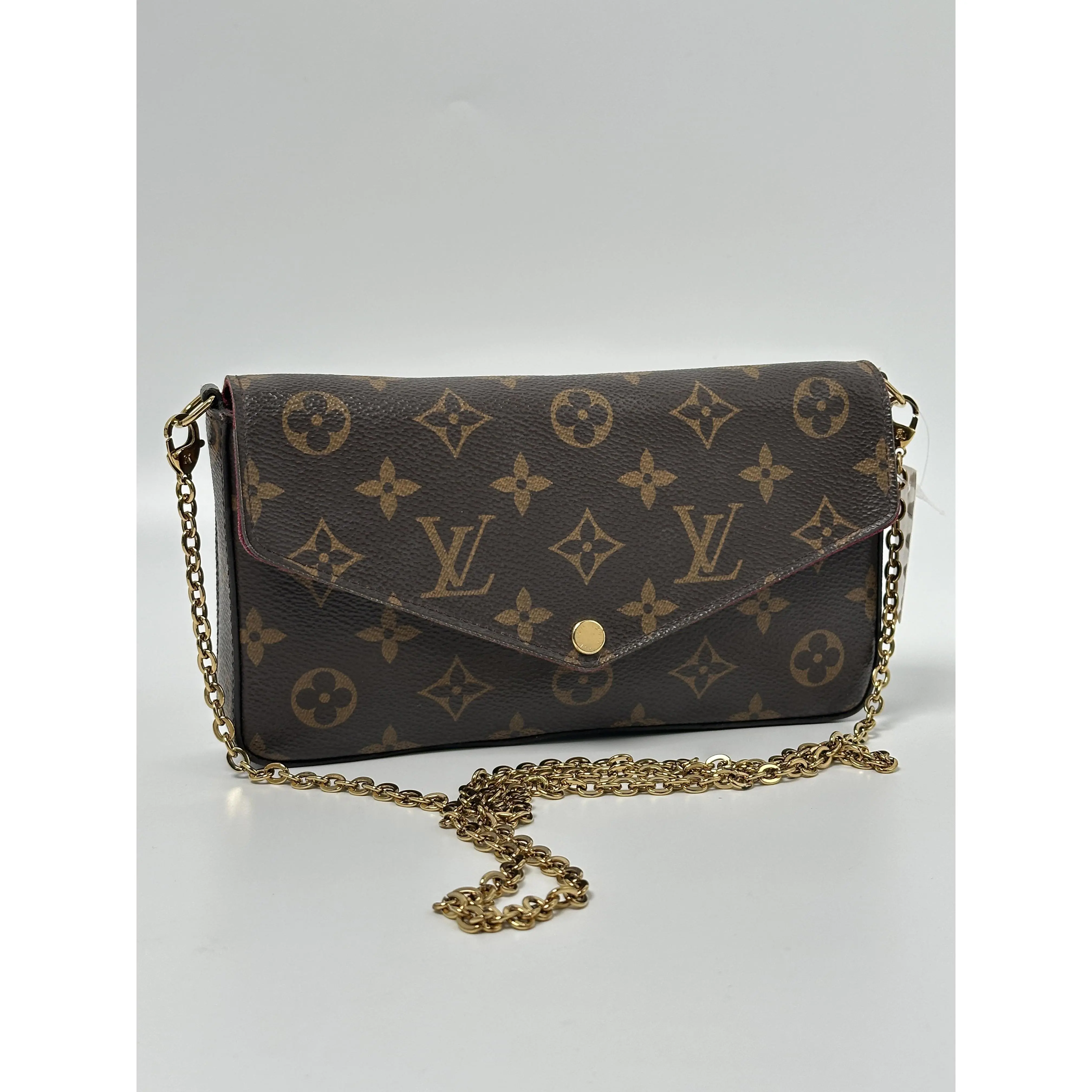 Pre-owned Louis Vuitton Canvas Shoulder Bags Monogram Pochette Félicie 3 in 1 Chain Wallet Bag Fuchsia Pink JA1027LV