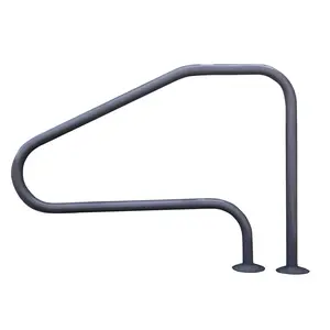 Saftron 48"x32" 4 Bend Figure 4 InGround Pool Return to Deck Rail, Graphite Gray