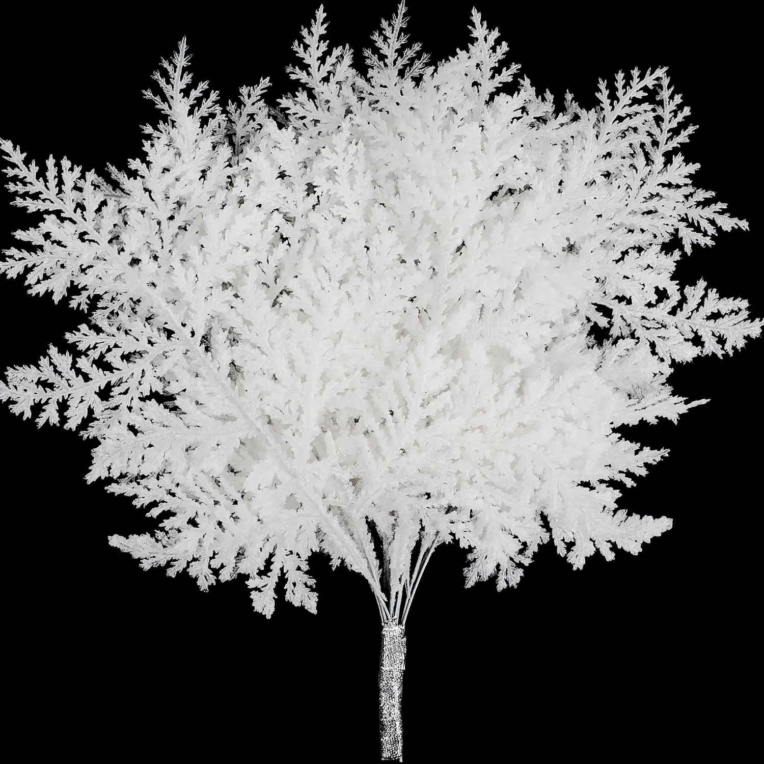 40pcs Artificial Pine Needles Glitter Christmas Floral Picks Branches Fake Floral Twig Picks Sprays for Christmas Tree Wreaths Florartificial Glittery Christmas Pine Branches, Fake Flower Sprays for Holiday Decor, Home Decoration, Decorative greenery