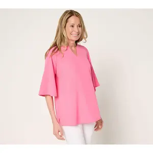 QVC Women's Dress Out Loud Cheat the Heat Breezy-Sleeve Blouse