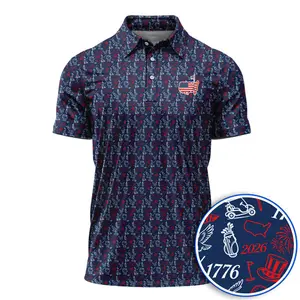 USA 250th Patriotic Pattern Golf Polo Shirt for Men, 1776–2026 American Golf Polo, Funny Crazy Golf Shirt, Men’s Performance Polo, 4th of July Apparel
