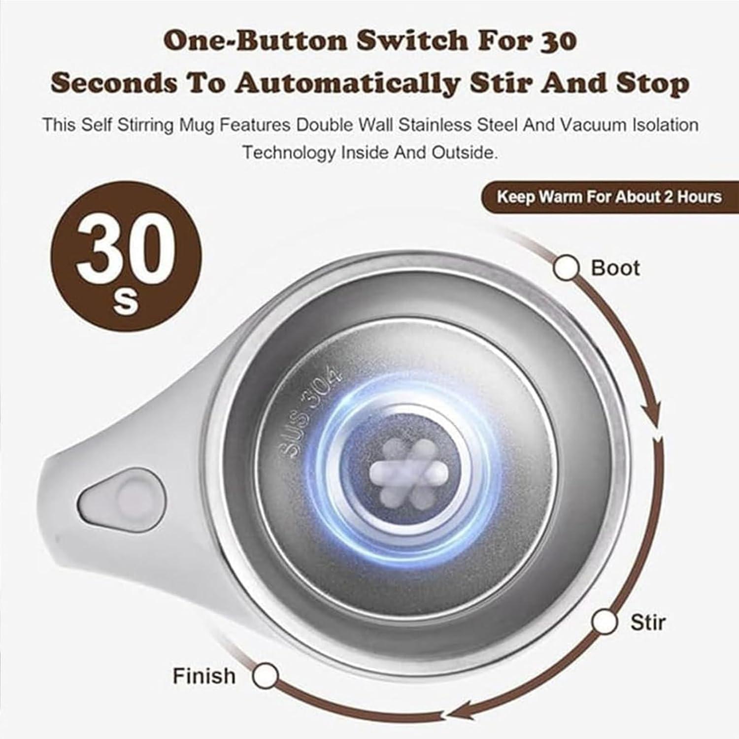 Self Stirring Coffee Mug Automatic Magnetic Stirring Cup Rechargeable Stainless Steel Electric Mug for Coffee Tea Milk Hot Drink