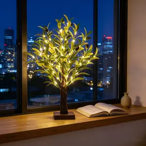 1pc Artificial Olive Branch and Olive Fruit LED Tree Light, Warm Ambient Atmosphere Lamp for Home Decor, Bedroom, Living Room, Dining Table, Wedding Decoration, USB/Battery Dual Power Desktop Ornament, Holiday Gift Light