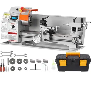 【fathersdaygift】VEVOR Compact Metal Lathe,7'' x 16''800WPrecision Desktop Metalworking LatheVariable Speed 150-2500 RPMIncludes 3.9'' 3-jaw Chuck & Tool Box for Detailed Part Crafting