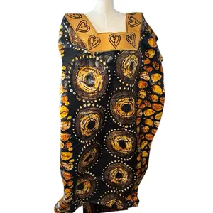 Adire Women's Casual Maxi Dress - Yellow Patterned Design