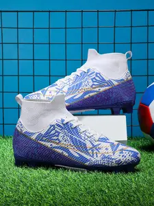 Unisex High-Top Football Training Shoes, Trendy Cool Colors, Comfortable Soft Lining, Breathable Textile Upper, Round Toe Protection, Football Boots