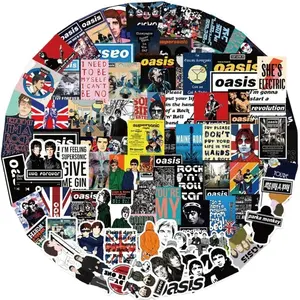 Oasis British Rock Band Stickers (50/100 Pcs) - Vintage Music Poster Decals for Luggage, Devices & Music Fan Collection Adhesive Stickers
