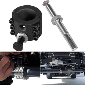 Steering Stabilizer Tie Rod Clamp (1-1/2" OD Tube) with Steering Stabilizer Relocation Bolt for 2007-2025 Jeep Wrangler JK JKU JL JLU & Gladiator JT Aftermarket Tie Rod with 1-1/2" OD Tubing