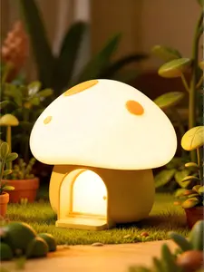 Kids Night Light, Mushroom Silicone Nursery Lamp, Tap Control 3-Level Dimmable, 30/60Min Timer, 1200mAh Rechargeable Cordless LED Bedside Sleep Light for Toddler Baby Bedroom