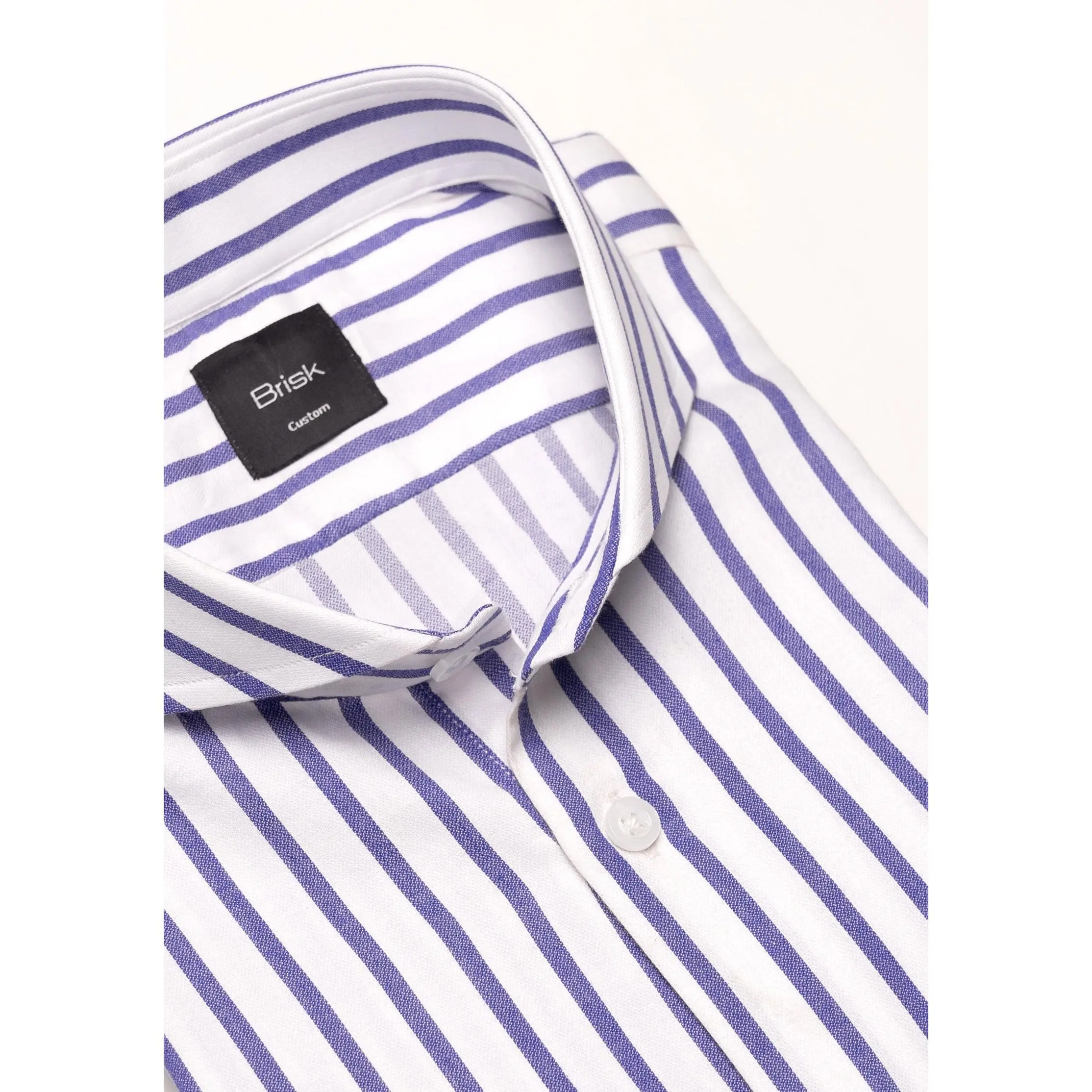Purple Wide Stripes Soft Textured Pima Cotton Shirt - Cutaway Extreme Collar