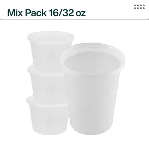 ProTakeOut, [16/32 oz] Mix Heavy-Duty PP Deli Containers with Lids – 50 Sets, 25 each  | Microwave & Freezer Safe | Durable, Leak-Resistant & Reusable | Ideal for Bulk Food Storage, Meal Prep, Restaurants & Catering