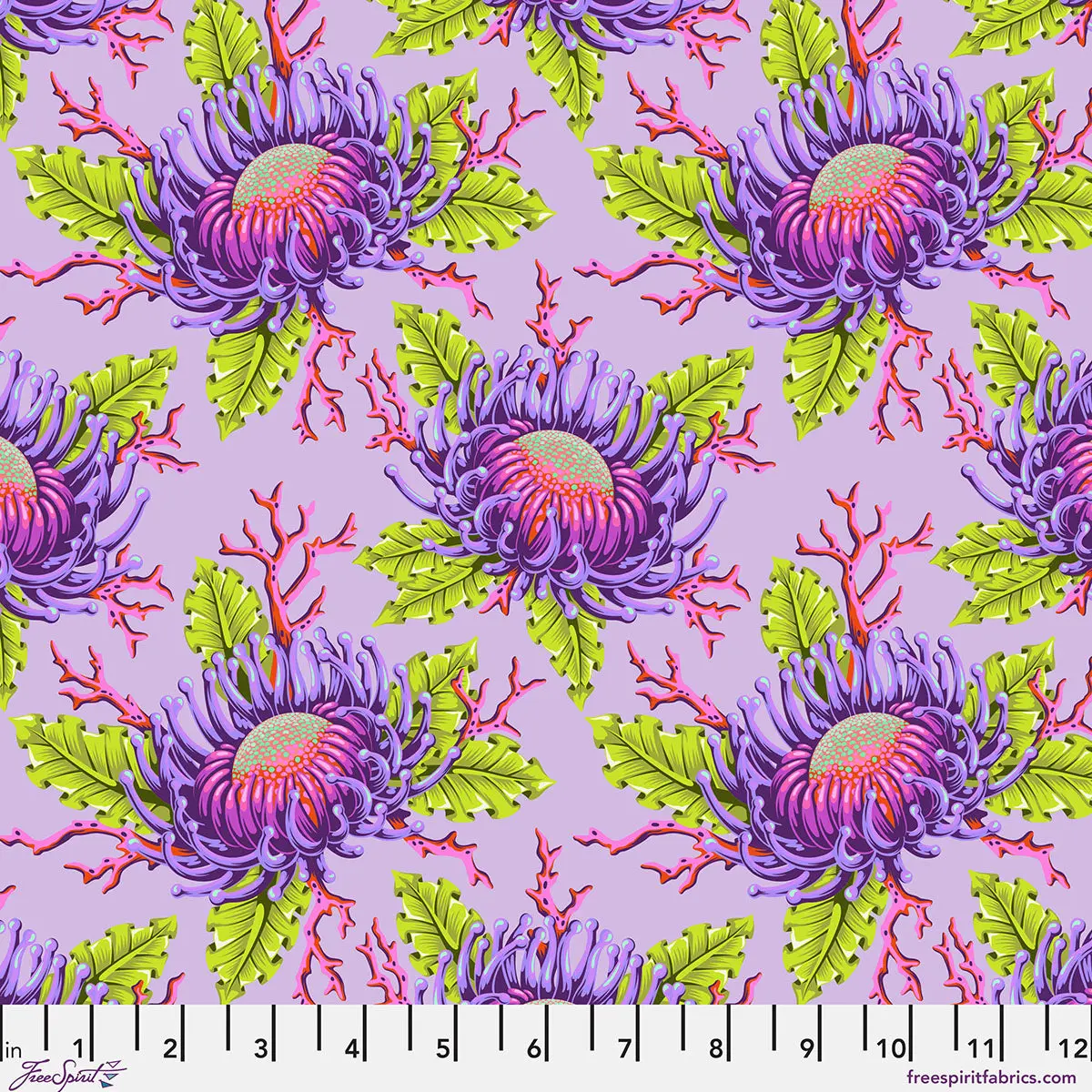 Fabric FreeSpirit Tula Pink Ultraviolet Friends & Anemones Floral Reef by the Quarter Yard PWTP265.ULTRAVIOLET