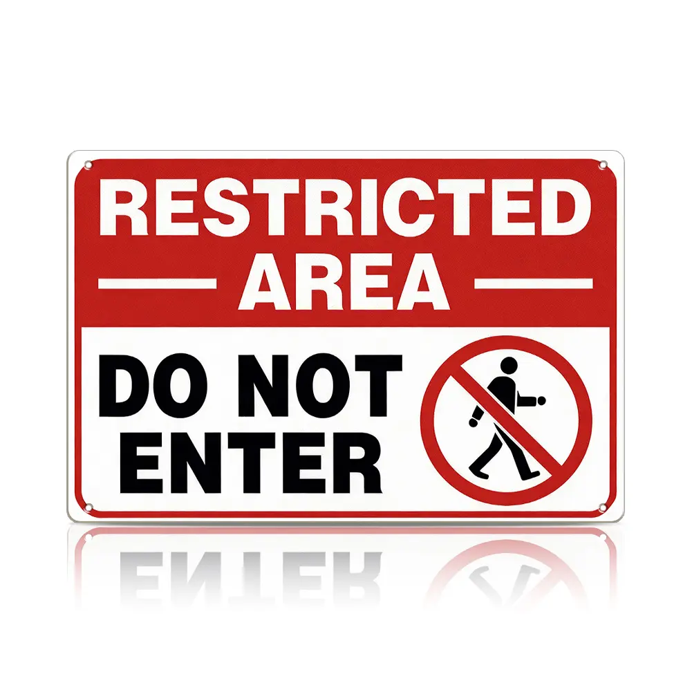 Restricted Area Do Not Enter Metal Sign 8×12 inch – Warning Wall Decor, Industrial Safety Sign for Garage, Office, Door, Workshop | summervibes Yard Signs Decorative