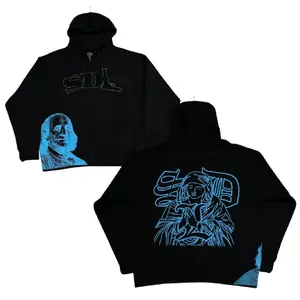 Men's S-DL Blue Print Hoodies Black, Hip Hop Hoodies, Streetwear Style, Trendy Outdoor Wear Daily Wear, Designer Clothing, Gift for him, Gift for her, Birthday's gift