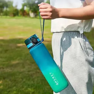 Gradient Large Capacity Sports Water Bottle, BPA Free Leak Proof Reusable Wide Mouth Drinking Cup, Portable Lightweight Water Jug for Gym Fitness Hiking Camping Outdoor Travel, Daily Use Drinkware for Men Women, Ideal Outdoor Sports Essentials