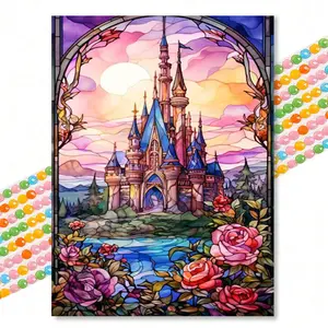 Flower & Castle Pattern DIY Diamond Art Painting Without Frame, 5D Diamond Art Painting Kit For Adults & Teenager, DIY Decor Painting For Diamond Painting Kits