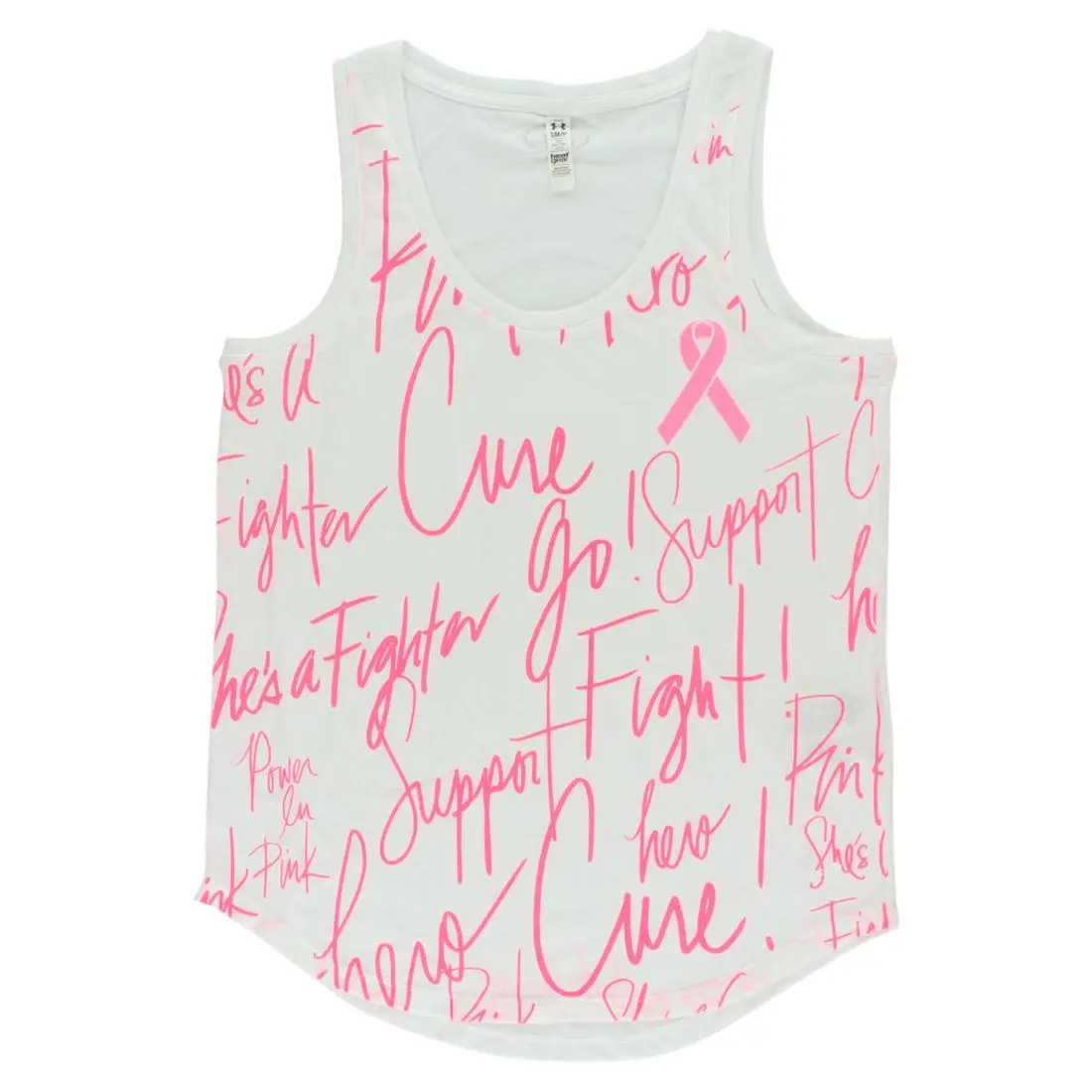 Under Armour Womens Power In Pink Allover Print Tank Top White