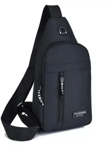 Men's Oxford Chest Bag, Adjustable Shoulder Strap, Durable Fabric, Zip Closure, Multi-Purpose Outdoor Sports Backpack, Zipper Crossbody Bag, Trendy Shoulder Bag, Casual Chest Bag, Casual Crossbody Bags