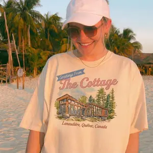 The Cottage Shirt, Greetings From Cottage Tee, Quebec Canada Cottagecore Shirt, Lake House Graphic T Shirt, Unisex Vintage Tee