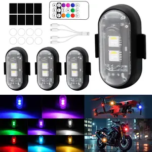 Upgraded 4LEDs 4PCS Wireless LED Strobe Lights with Remote Control,  Type-C Rechargeable Led Lights Anti Collision Warning Light for Car Motorcycle Bike Drone Aircraft