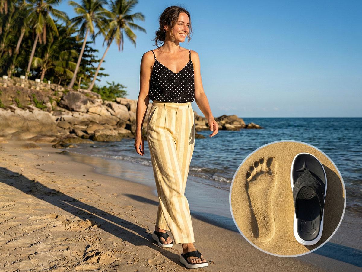 Women's Platform Flip Flops with Arch Support for Plantar Fasciitis Relief Cushioned Walking Sandals Lightweight Non-Slip Shoes for 2026 Summer Outfits