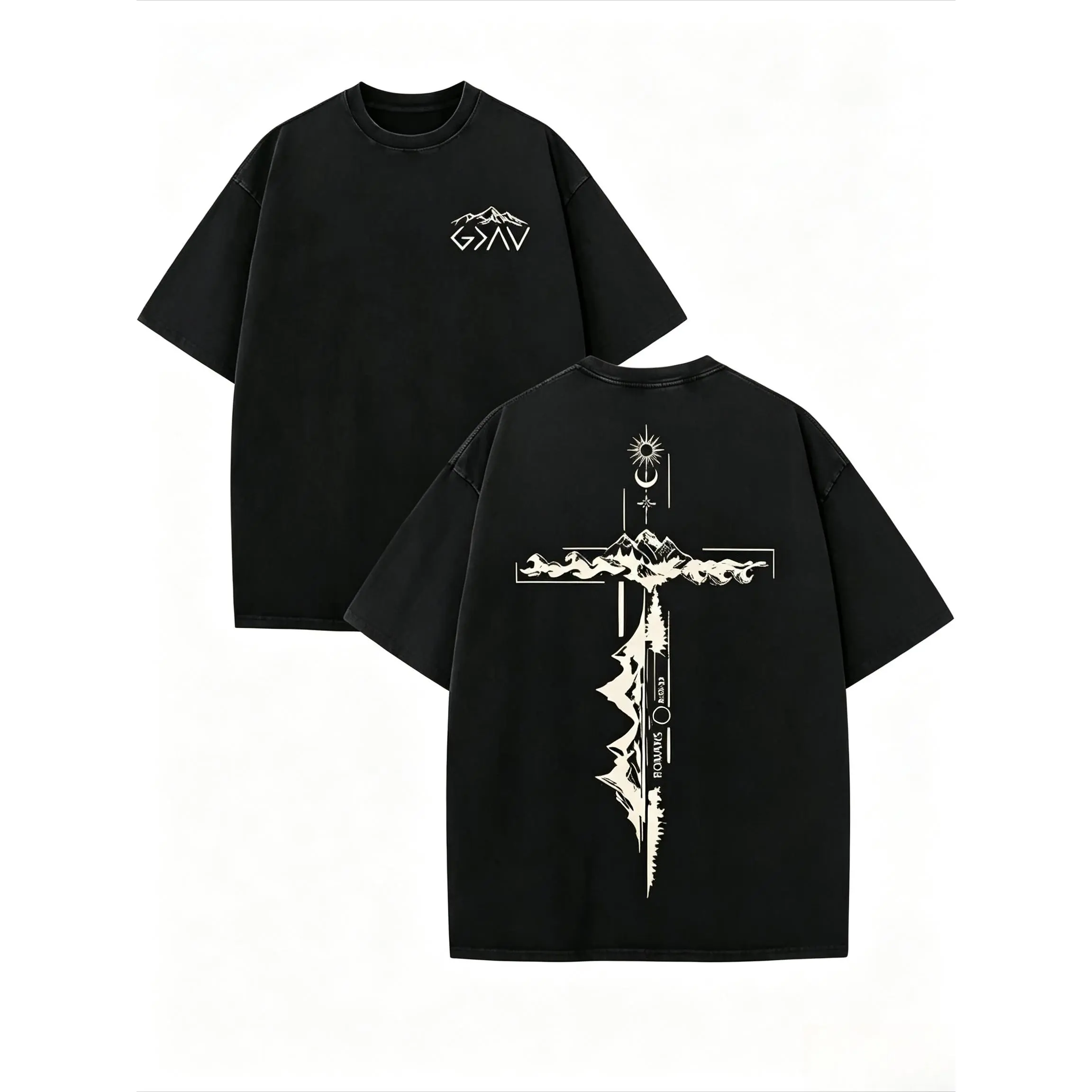 Retro T-Shirt Double Sided Printed Pure Cotton ROMANS God Is Greater Than Our Highs And Lows Christian Gift Men's Casual Comfortable Fashionable Street Style Cotton Short Sleeve cotton Streetwear Distressed fathersdaygift