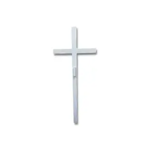 Woodhaven Large White Memorial Cross - Flower Holder - Perfect For Grave Or Pet Marking - Cemetery Decoration - Garden Cross - Made In USA
