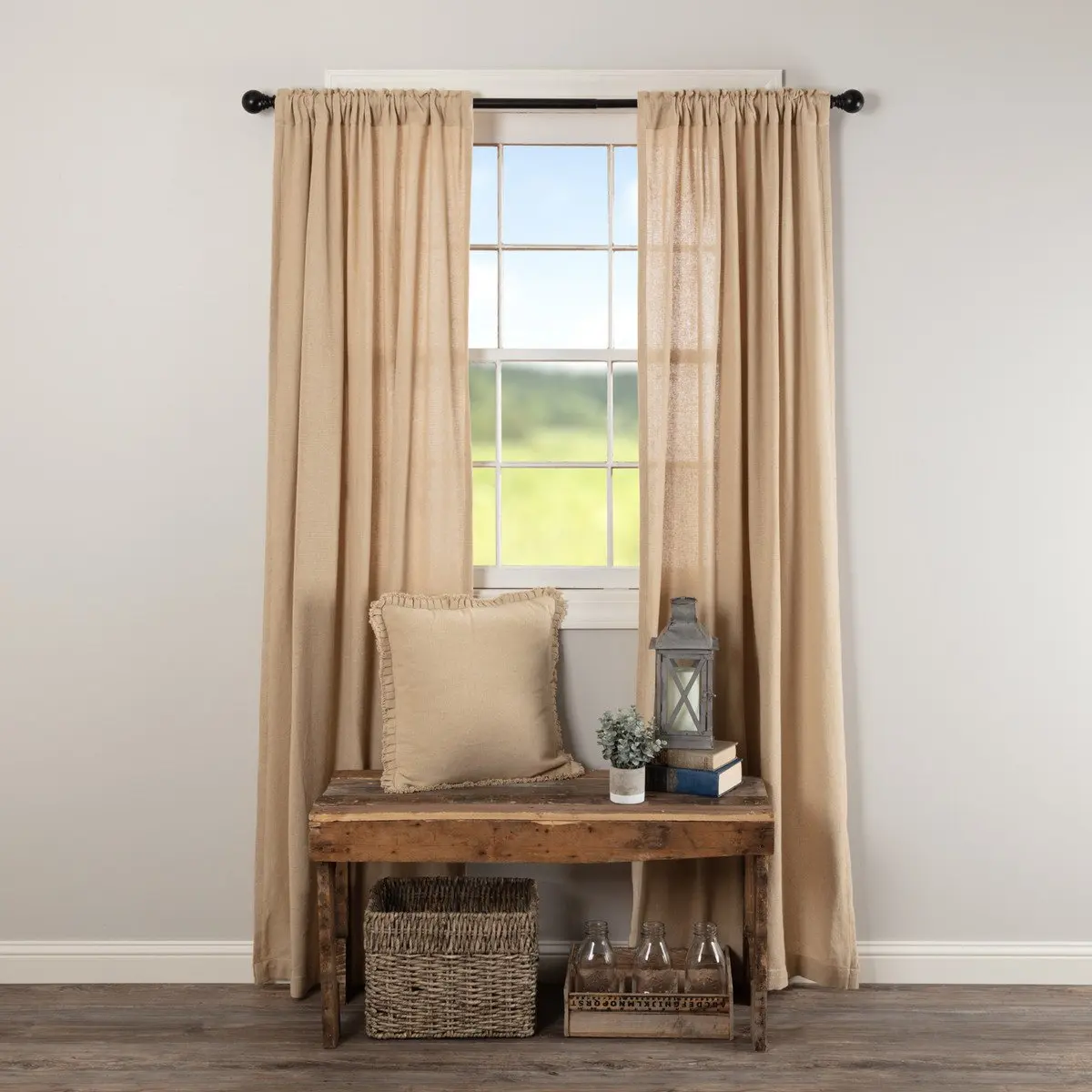 Burlap Vintage Tan Panel Curtains