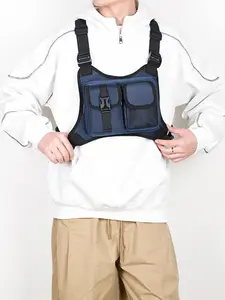 1PC Men's chest bag with zipper closure, multifunctional, fashionable, versatile, simple and lightweight, suitable for daily commuting, outdoor travel, sports, cycling and walking, suitable for students, campus men's chest bag