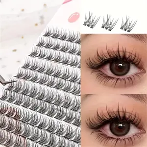 1 Box 120 Clusters False Eyelashes Set, Fish Tail Cartoon Style Natural Look, Thick Fluffy C Curl Synthetic Fiber Lashes for Women, Cosmetic False Lashes Eyelash Extensions