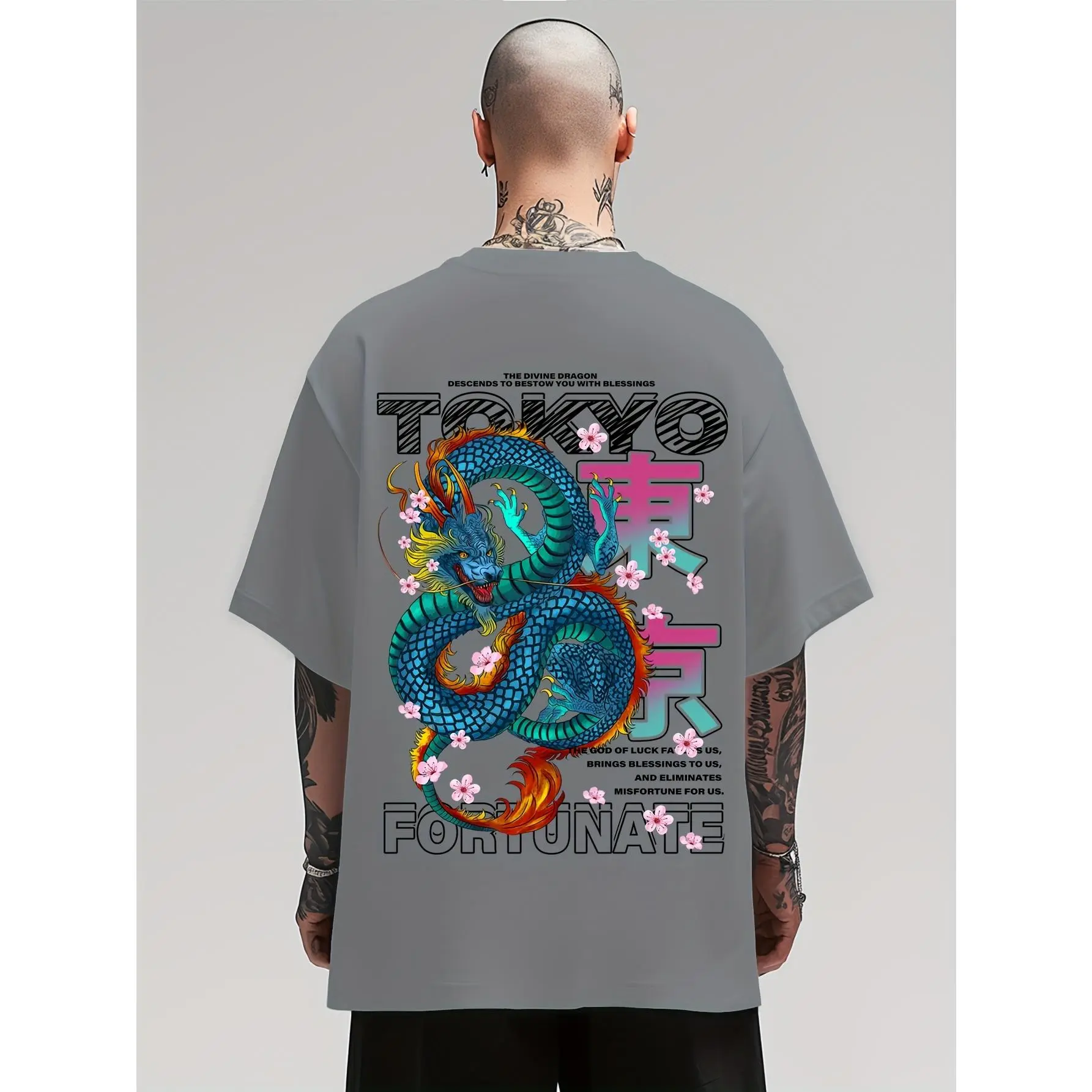 Men's Y2K Dragon Pattern Printed T-Shirt