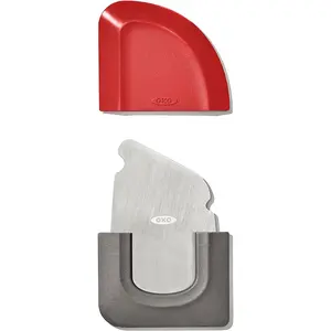 3-in-1 Silicone Outdoor Kitchen Squeegee and Scraper - Red Grey, for Cleaning, Preclean Cookware, Deep Clean Grill Grates, Reduce Water Waste